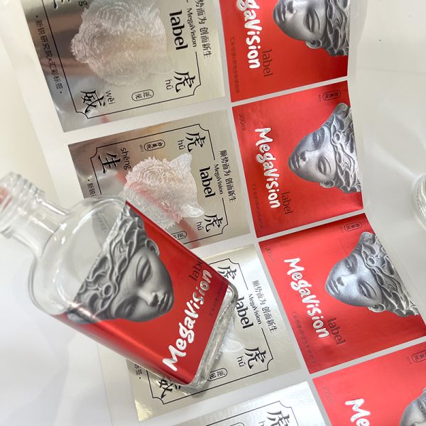 Custom Printed Embossing  Silver Logo Beer White Wine Label Sticker Waterproof Self-Adhesive  Bottle Label Sticker