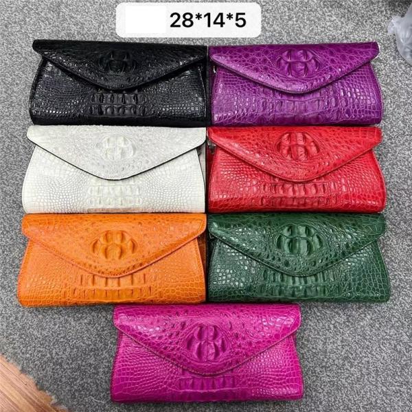 Authentic Crocodile Skin Women Envelop Clutch Genuine Alligator Leather Lady Chain Purse Bag Female Cross Shoulder Bag