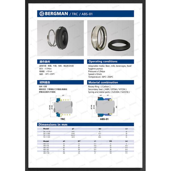 Bergman W14 ABS-65 80 90 100mm Pump Mechanical Seal