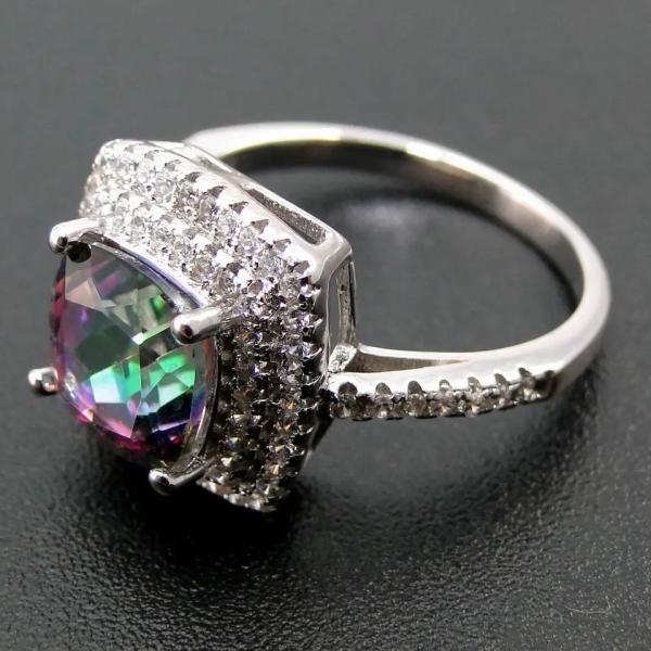 Валик 925 наборов ювелирных изделий Serling серебряный отрезал мистическое обручальное кольцо топаза