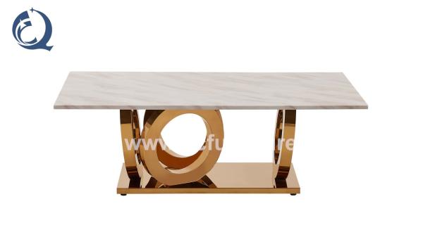 Italian Style Length 130cm Square Marble Coffee Table Stable Stainless Steel Frame