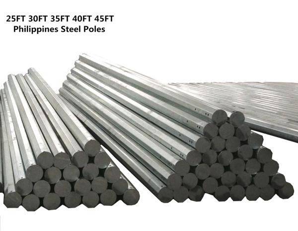 25FT 2.5mm Thick Philippines Nea Standard Hot Dip Galvanized Steel Pole