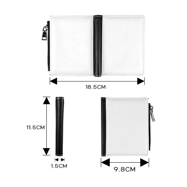 PU Leather Mens Personalized Bifold Wallet Sublimation Coin Bag