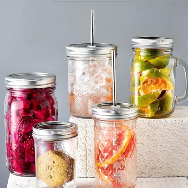 500ml Wide Mouth Glass Kitchen Canisters Sturdy Handle For Easy Carrying