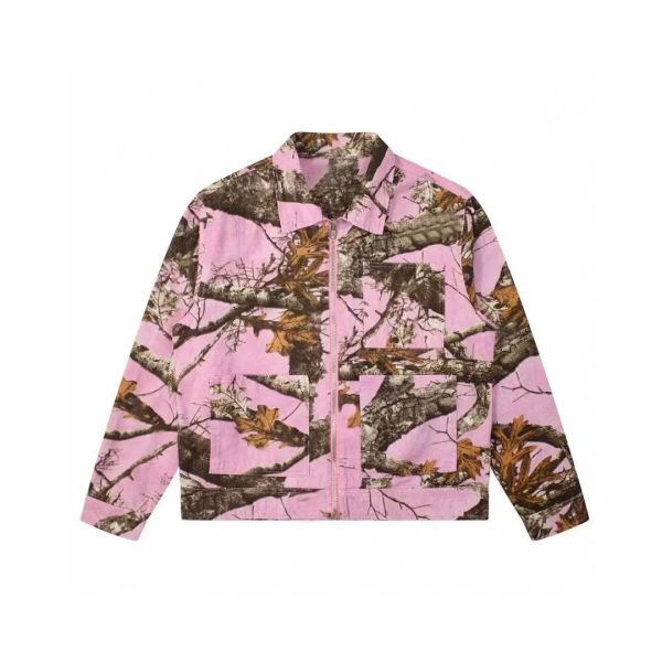 Custom 3D Printed Zip up Camouflage Polyester Wadding Jacket Men's Windproof Canvas Cargo Jacket for Spring Autumn High Street