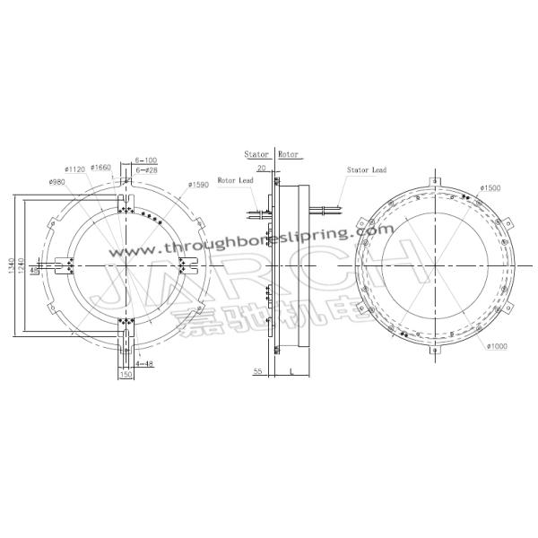 ROHS 2 ~ 12 Conductors Big Through Hole Slip Ring 1000mm / Industrial Slip Rings