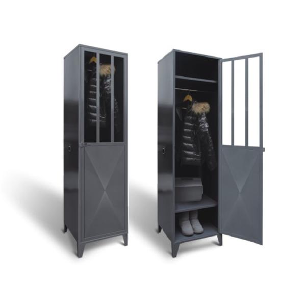 France Style Metal Home Storage Furniture Locker Single Bedroom Wardrobe