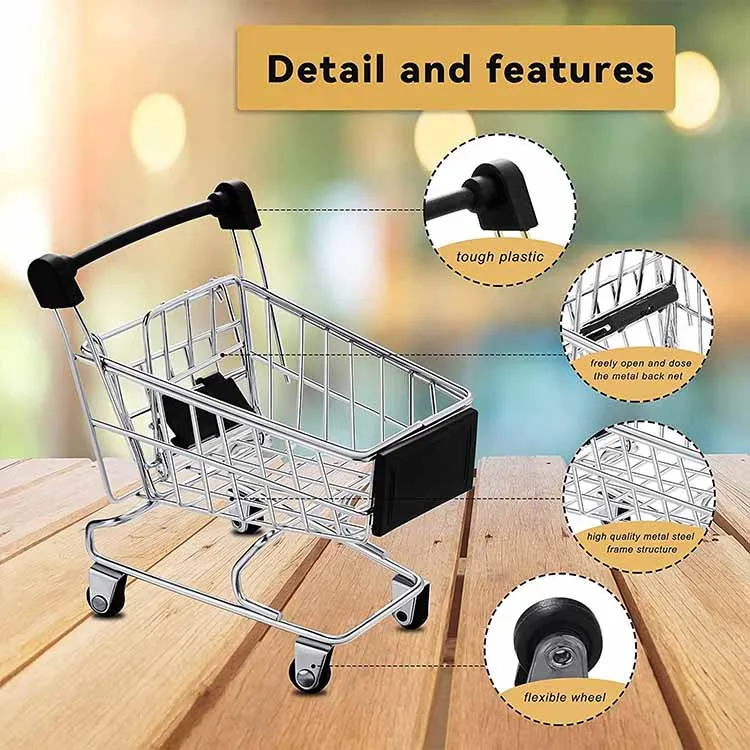 Мини-супермаркет аксессуары для детей Металлическая корзина для покупок Милые корзины
