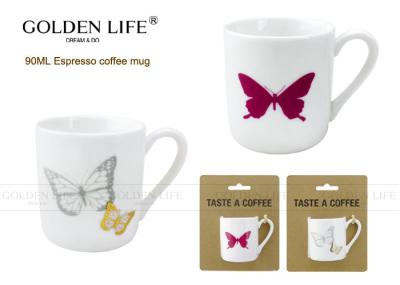 D5.2xH5.4cm Size Espresso Coffee Mugs 90mL Capacity With Butterfly Pattern