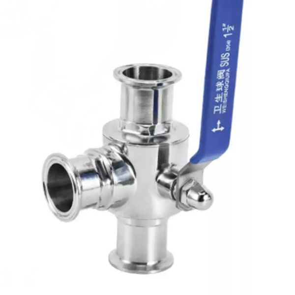 Sanitary Tri-Clamp 3-Way Ball Valve SS304/316L T/L Type PN10 Food Grade Manual Flow Control Valve for Beverage & Pharma