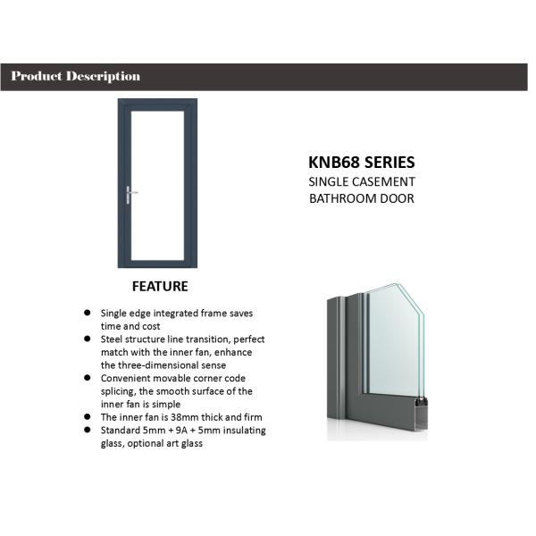 Unilateral Outsourcing Art Glass Aluminum Bathroom Doors without pattern