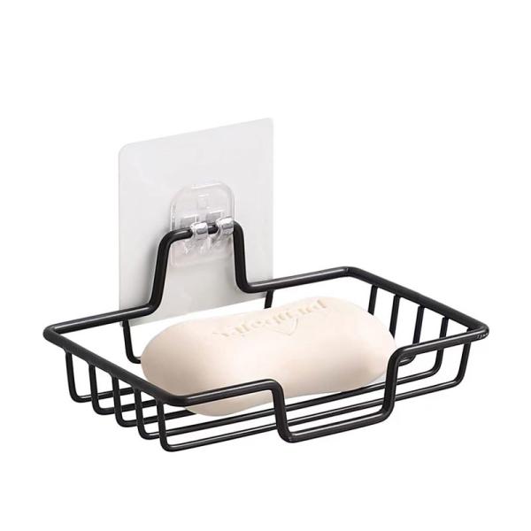 No Drilling Wall Mounted 304 Rustproof Stainless Steel Square Soap Dish Holder for Bathroom and Kitchen