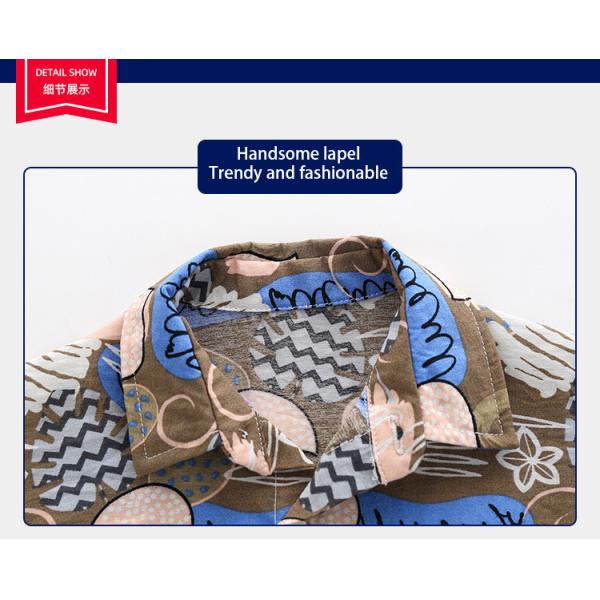 2023 fashion kids floral print top trend summer lapel boy short sleeve shirt