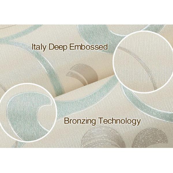 Embossed Vinyl Interior Decorating Wallpaper , Silver and Green Contemporary Wallpaper