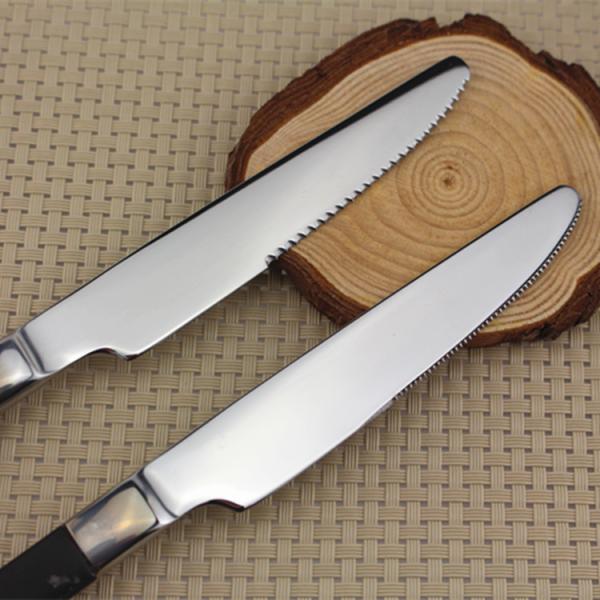 Flatware High quality gold plating Stainless steel cutlery dinnerware set black handle