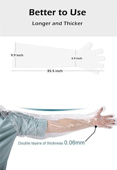 Disposable Field Dressing Gloves Veterinary Insemination Rectal Long Gloves, Extra Long Sleeve Full Arm Gloves