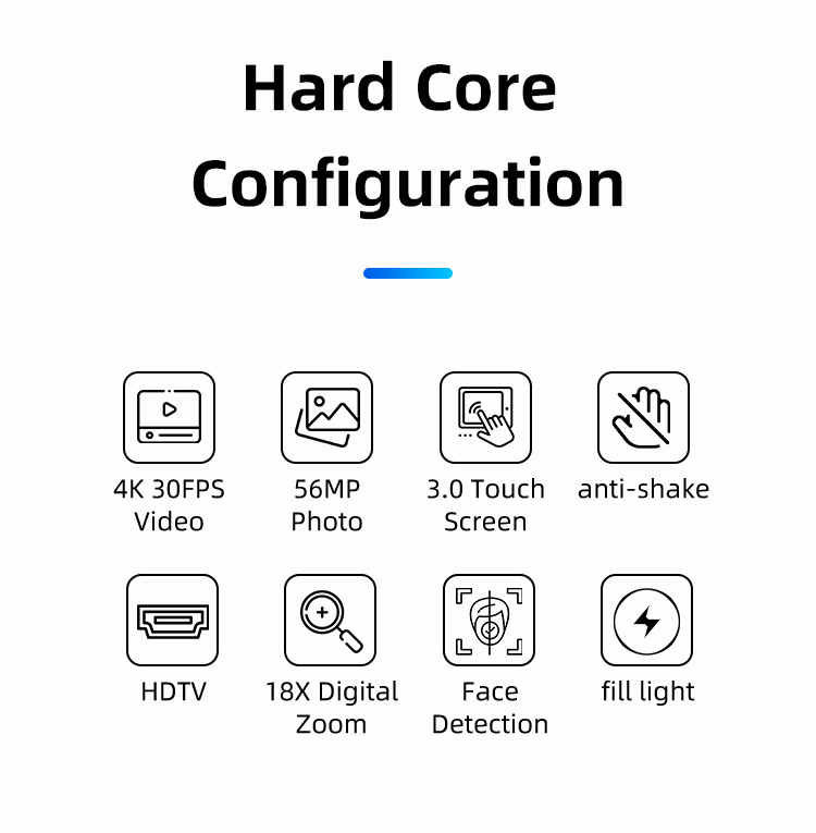 Newest 4K Video Camera Camcorder UHD Fill Light 3.0 IPS Touch Screen 18X Zoom Vlogging Camera for YouTube Live Streaming