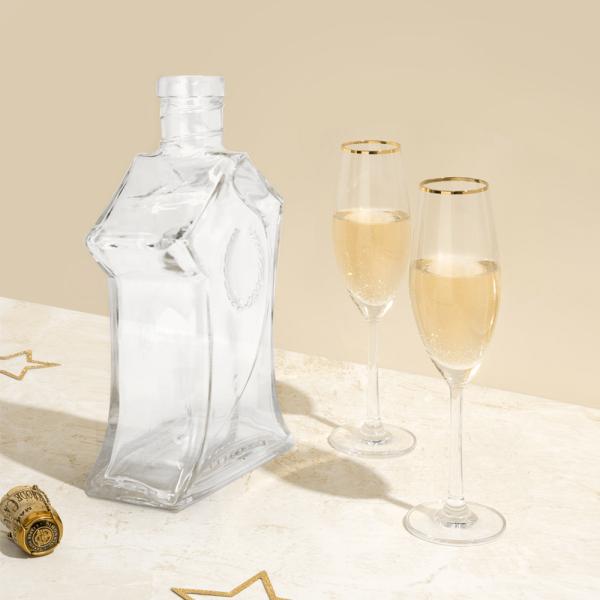 500ml Square Bottle Whiskey Gin Vodka Square Glass Bottle for Painting Electroplating