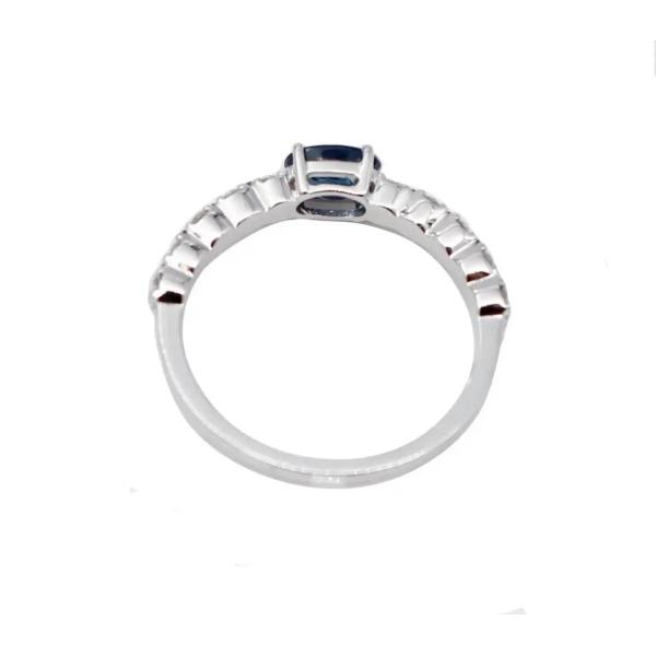 Trendy S925 Sterling Silver Natural Jewelry Sapphire CZ Ring Simple Design For Ladies
