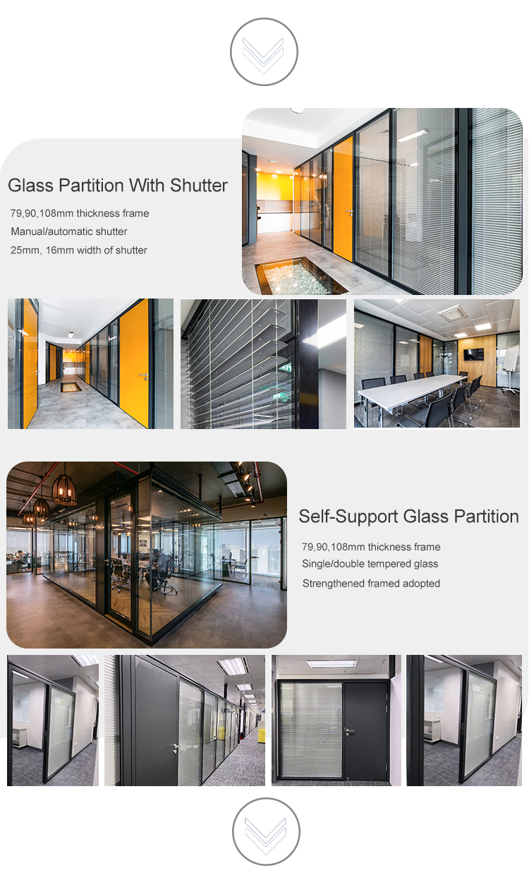 OEM Office 10mm Tempered Gass Wall Wooden Panel Partition Glass Partition for Conference Cubicles