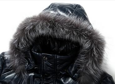 Cool Winters Hooded Anorak Jacket With Fur Hood , Mens Padded Leather Jacket