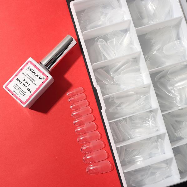 Customized Logo Label Pre Buff Nail Tips 12 Size Fliexable Soft Gel Stiletto Clear Matte Extension Tips Customized Accepted