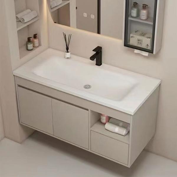 Factory Directly Modern Hotel Hanging Waterproof Mirror Wash Basin Vanity Sintered Stone Bathroom Cabinet