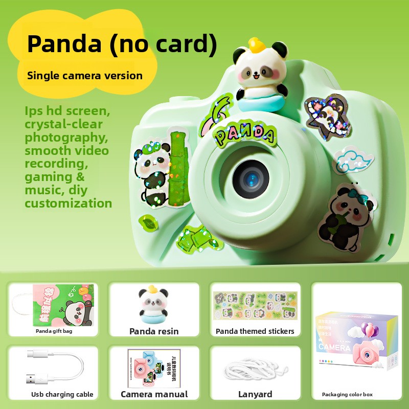 K22 Panda Instant Camera Toy for Children 48MP CMOS Sensor MicroSD Storage One-Click Printing Plastic Body Gift for Boys