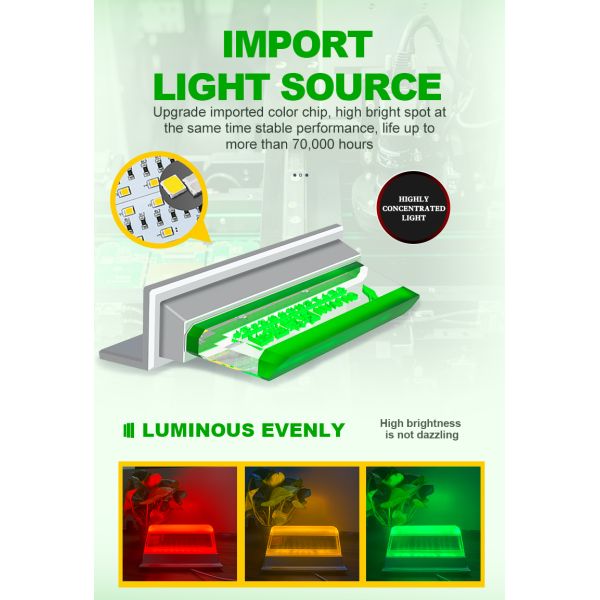 Luz de torre de señal LED de color RYG para máquina CNC con personalización y ángulo de haz de 360°