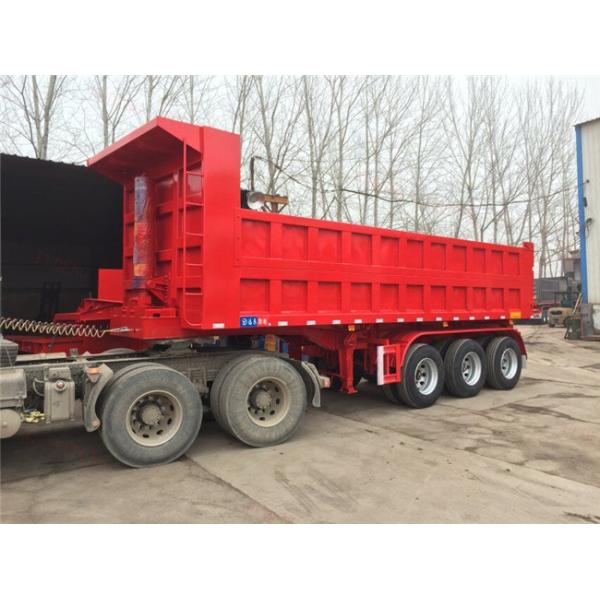 Tri Axle Hydraulic Dump Trailer , Steel Dump Trailers For Cargo Transprtation