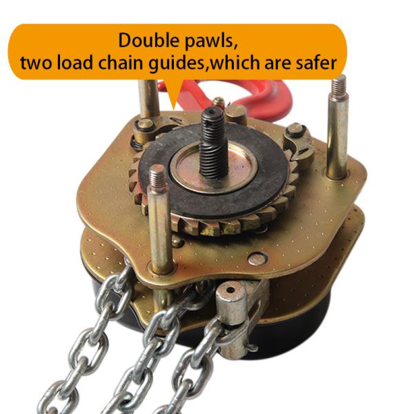 Braking System The double pawls braking system ensures secure load control and performance during lifting operations