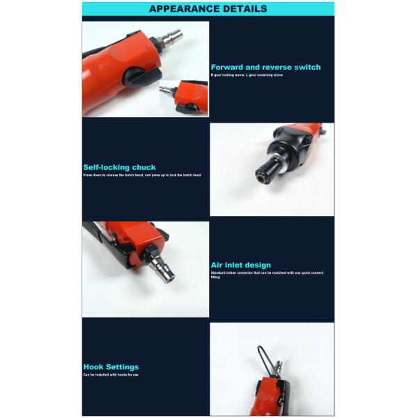 1/4 Inch Hand Press Pneumatic Impact Screwdriver For Professional