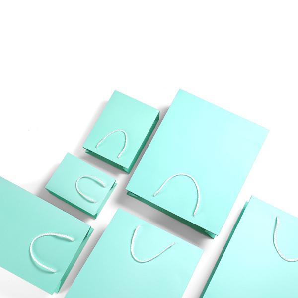Green color jewelry packaging paper bag own logo printing rope handle