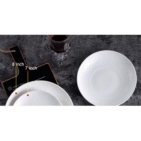 Round Solid Bright White Shabby Chic Savall Porcelain Plates Dishwasher Safe