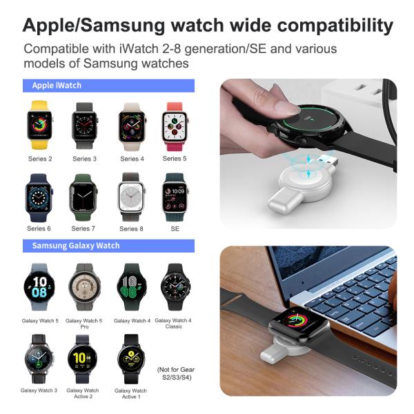 15г беспроводная зарядная панель для Apple Watch и Samsung Watch Usb и типа C Два способа зарядки