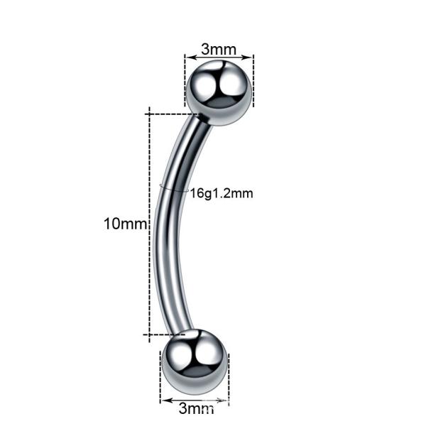 16G Polished Titanium Eyebrow Jewelry Gemmed Rail Eyebrow Clicker