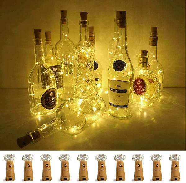 LoveNite Wine Bottle Lights with Cork, String Lights for DIY, Party, Decor, Christmas, Halloween,Wedding(Warm White)