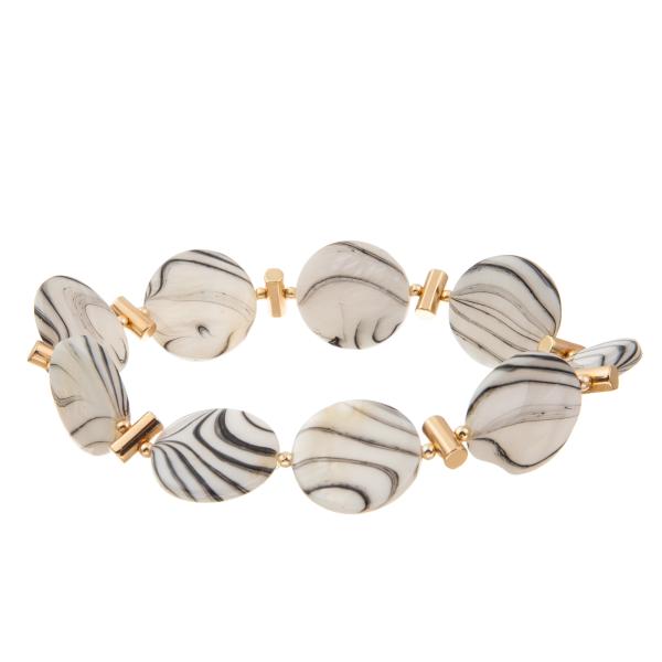 Черное граненное стеклянное отбортовывает браслеты с белыми шариками колеса усмехается Emoji Handmade