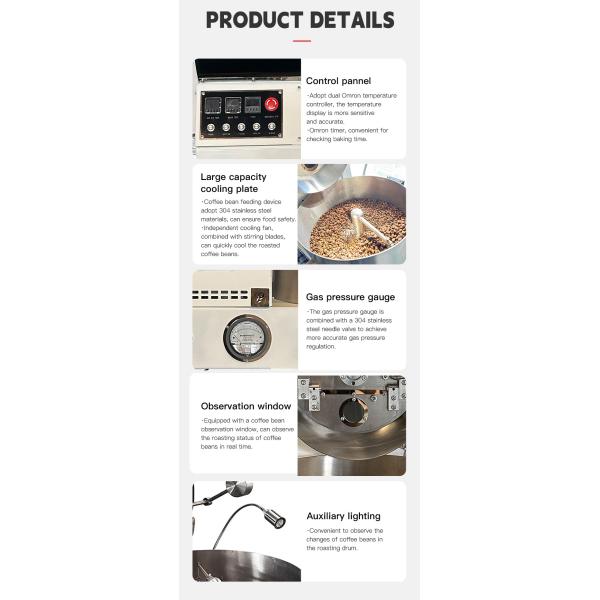 Roaster eléctrico de granos de café máquina de hornear café para 2 kilos