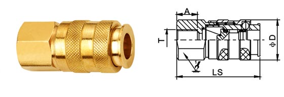European Type Parker Quick Disconnect Couplings Pneumatic In Brass LSQ-DG