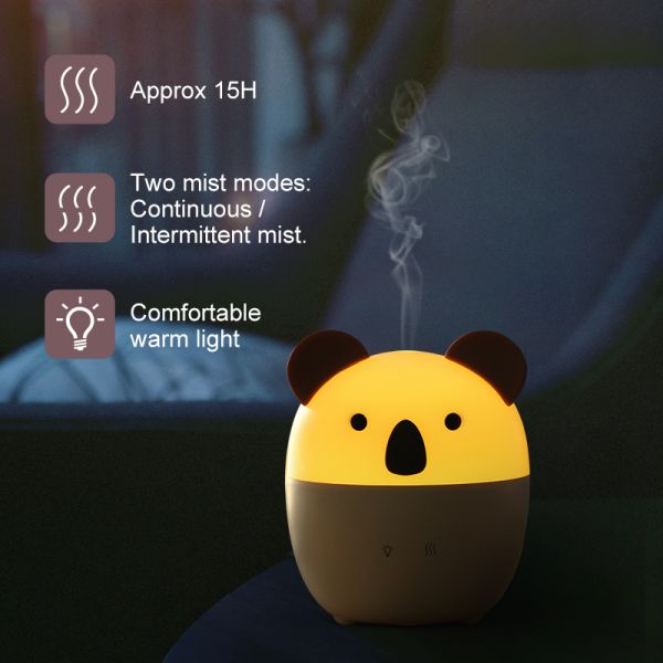 Patent Design Cute Koala 160ml Kids Ultrasonic Humidifier Aroma Essential Oil Diffuser