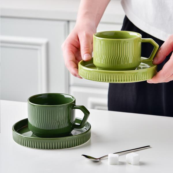 Conjunto de Copo e Prato de Cerâmica 200ml Porcelana Roxa Taça de Chá Taça de Chá Estilo de Design Clássico
