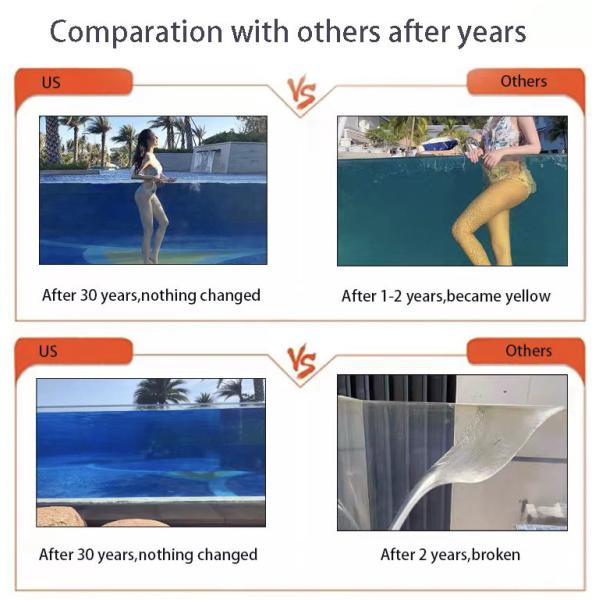 100% импортированная акриловая панель с акриловой пластиной для современного дизайна открытого бассейна