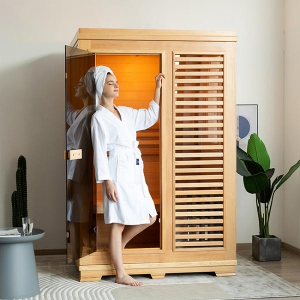 SASO 2 Person Red Cedar Solid Wood Dry Heat Steam Sauna For Home