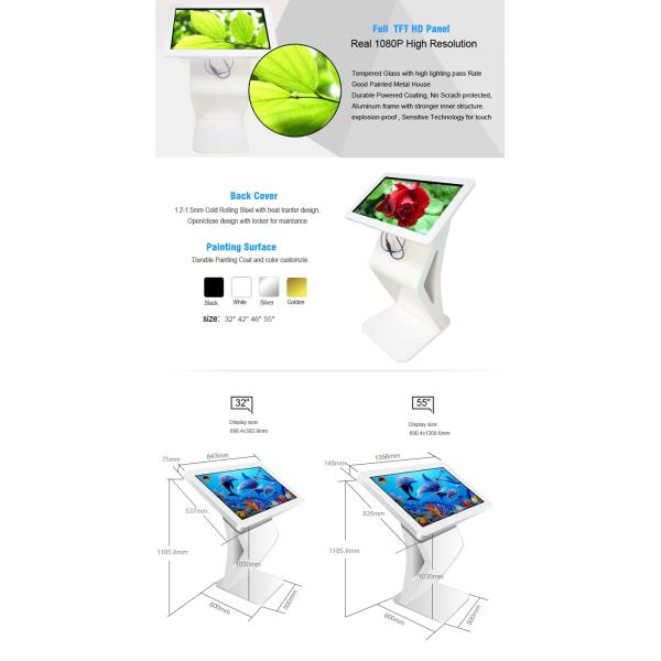 Горизонтальная стоящая стойка киоска компьютера, дисплей киоска Синьяге цифров интерфейса УСБ коммерчески