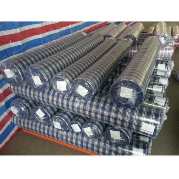 100% Polyester Cotton Yarn Dyed Fabric / Grey Striped Fabric Eco - Friendly