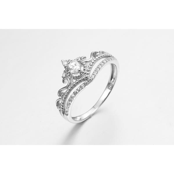 1.87g 925 Silver CZ Rings Sterling Silver Princess Crown Ring OEM