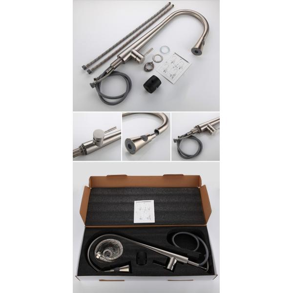 stainless steel Pull Out Black Single Hole Kitchen Faucet Mixer Hot Cold Brushed