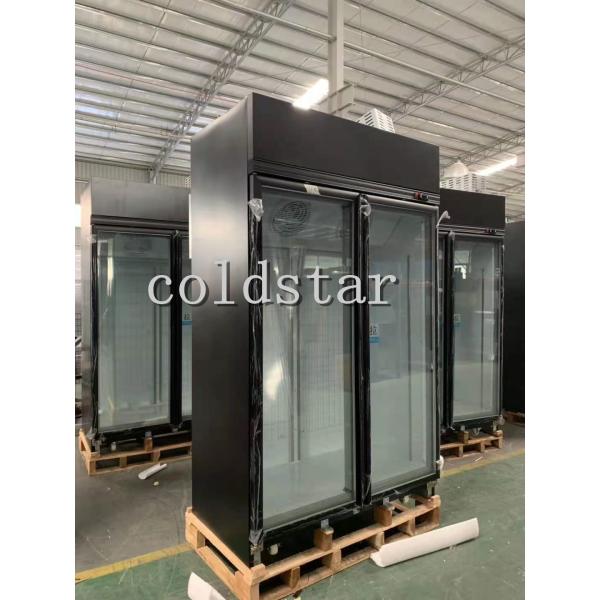 Two Doors Glass Door Vertical Upright Chiller Display Deep Freezer Price For Supermarket