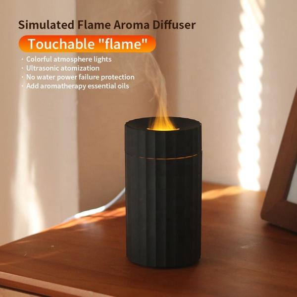 Tipo C Humidificador de llamas de 100 ml Difusor de aroma de fuego con luz de cambio LED de 7C